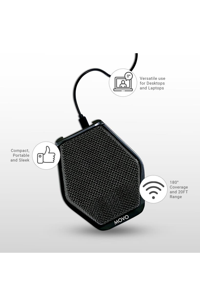 MOVO MC1000 Conference USB Microphone - Long Range Desktop Mic, Alternate, color, Black