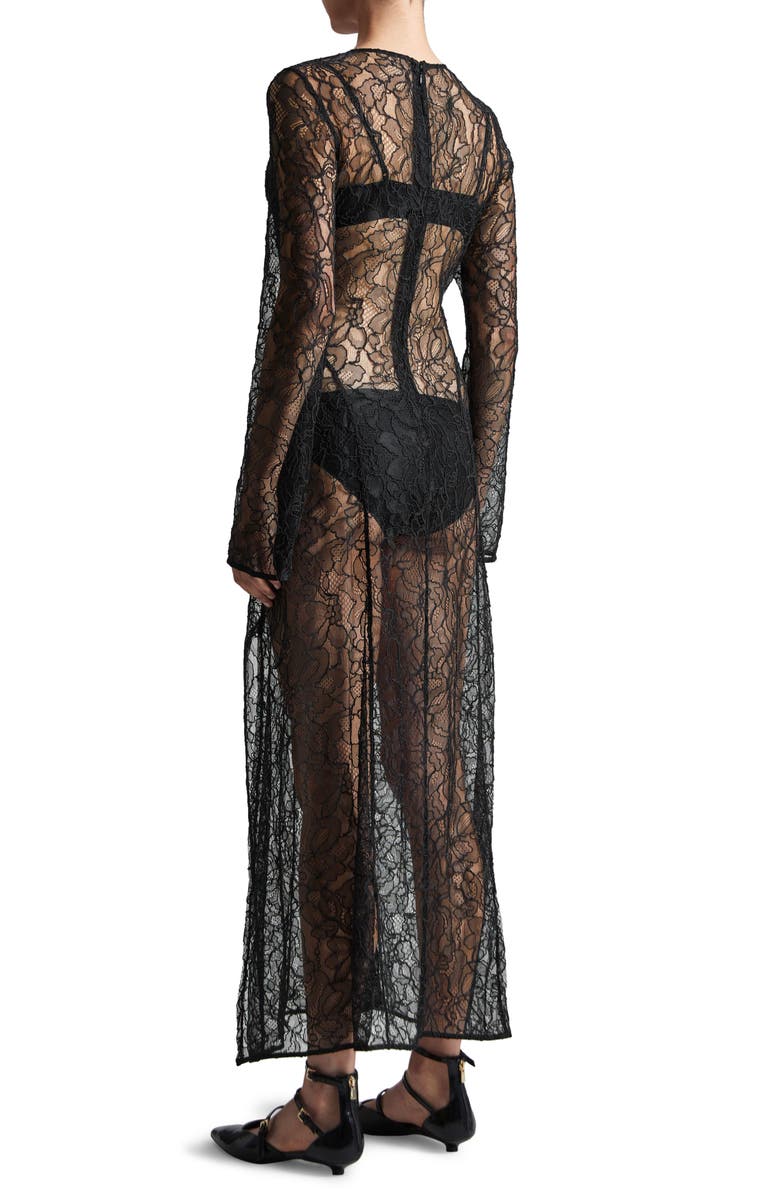 & Other Stories Sheer Long Sleeve Lace Midi Dress, Alternate, color,