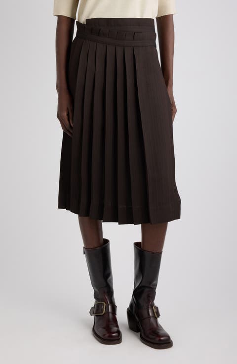Sim Pleated Viscose Midi Skirt
