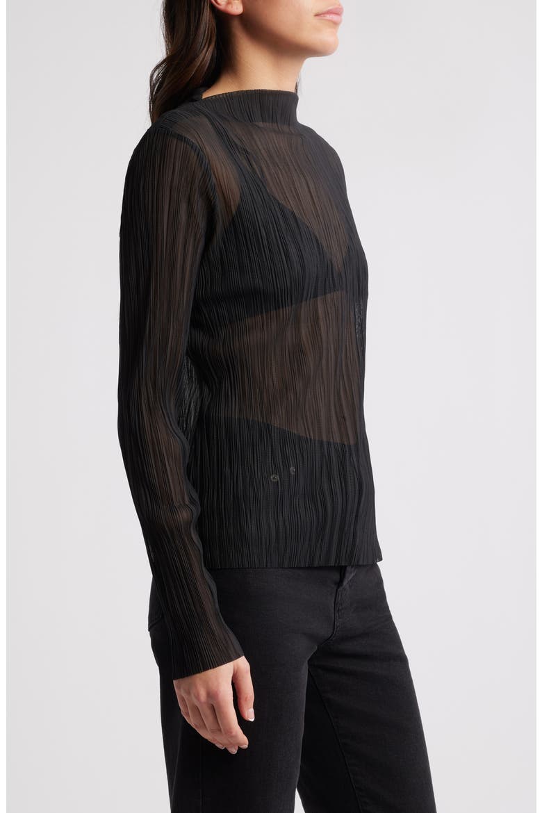 Plissé Top, Alternate, color, BLACK DARK