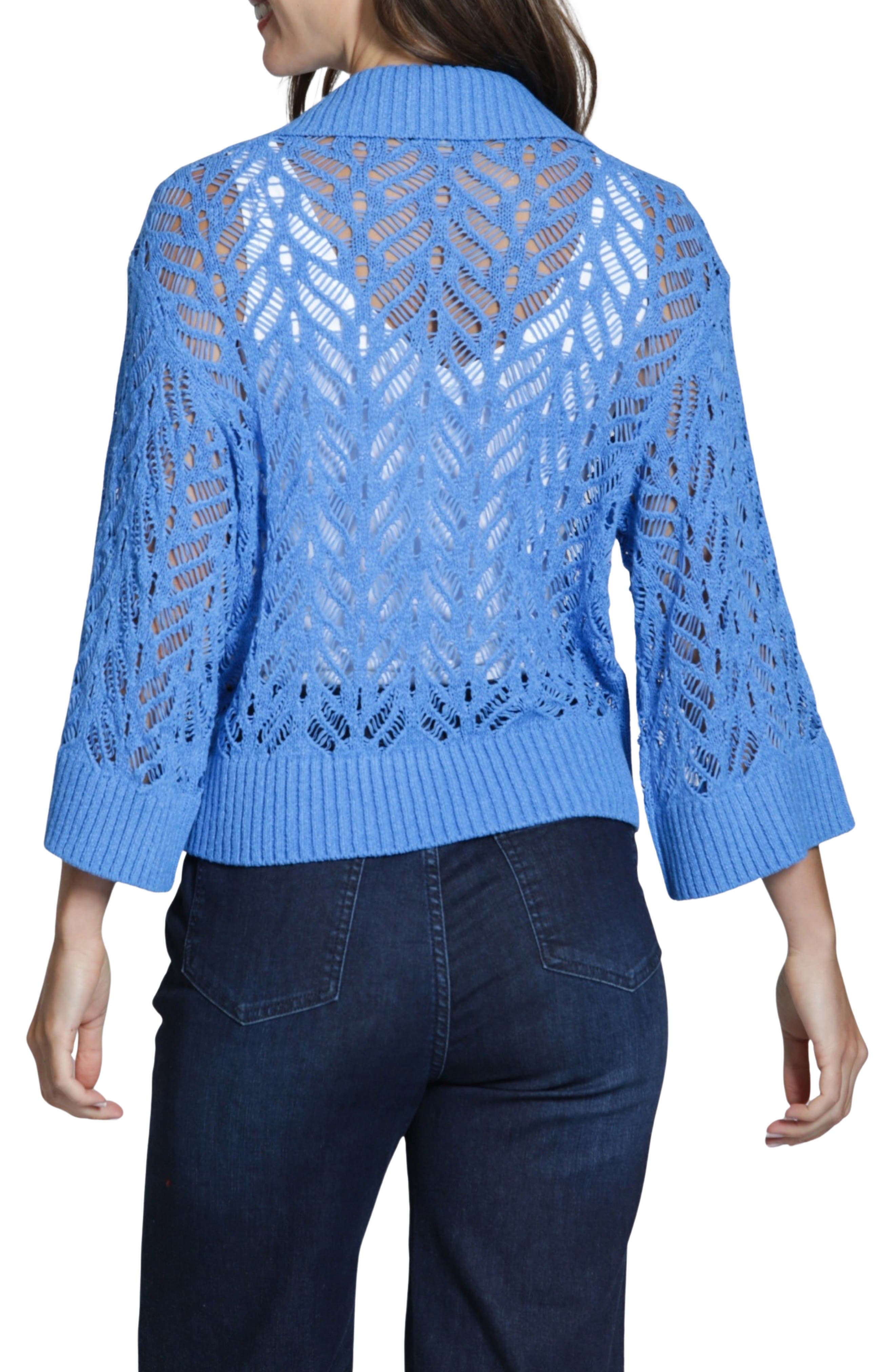 Leafy Open Knit Polo Sweater - image 4