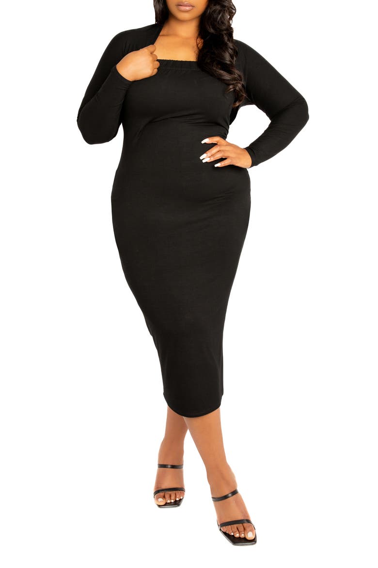 Modal Tube Dress & Shrug, Alternate, color, BLACK
