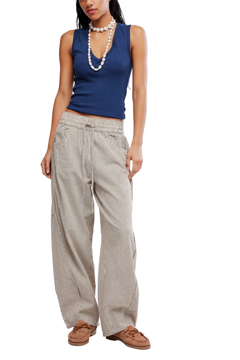 Something Good Pinstripe Cotton Drawstring Pants, Alternate, color, IVORY COMBO
