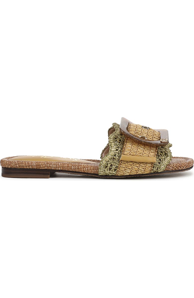 Sam Edelman Bambi Raffia Buckle Slide Sandal, Alternate, color, Washed Sage/ Amber Tan