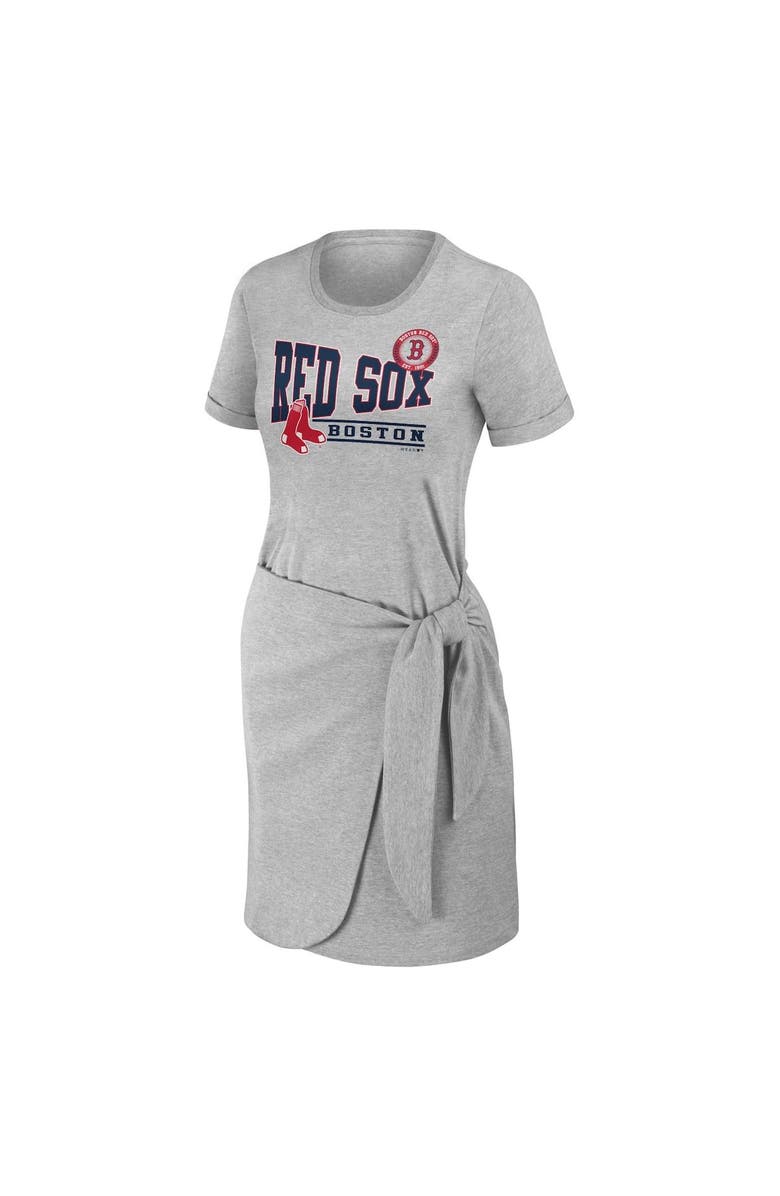 WEAR by Erin Andrews Women's WEAR by Erin Andrews Heather Gray Boston Red Sox  Knotted T-Shirt Dress, Alternate, color, 