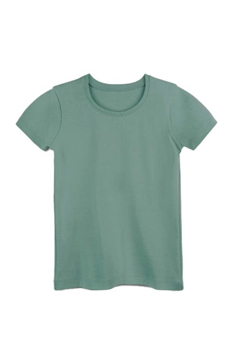 Organic Cotton Short Sleeve Ribbed Scoop Neck Tee