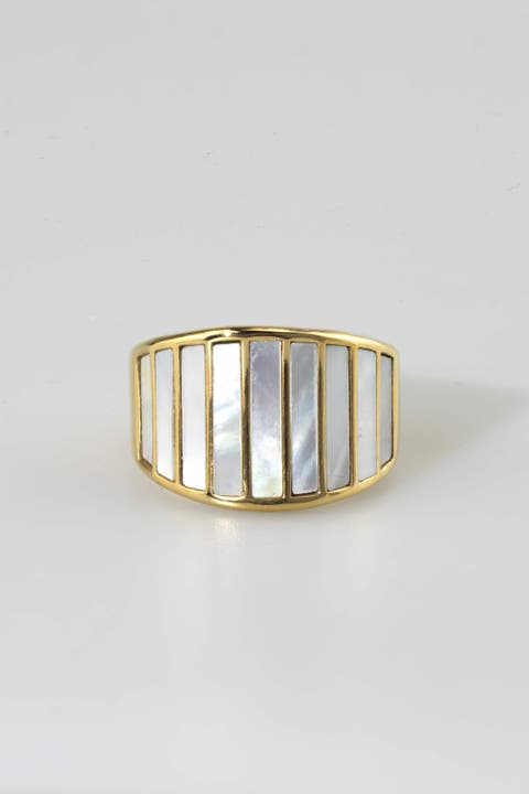 Striped Mother of Pearl Ring