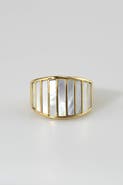Meideya Striped Mother of Pearl Ring
