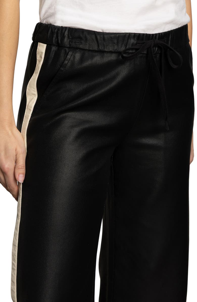 Sanctuary Coated Twill Track Pants, Alternate, color, Black