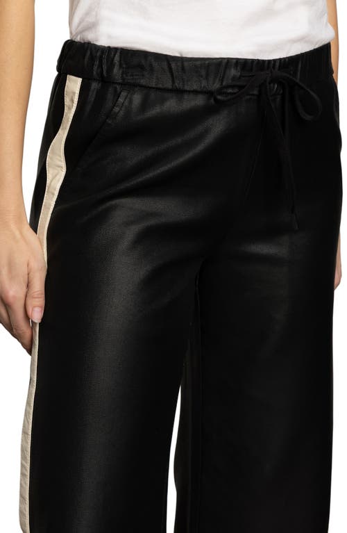 Sanctuary Coated Twill Track Pants In Black