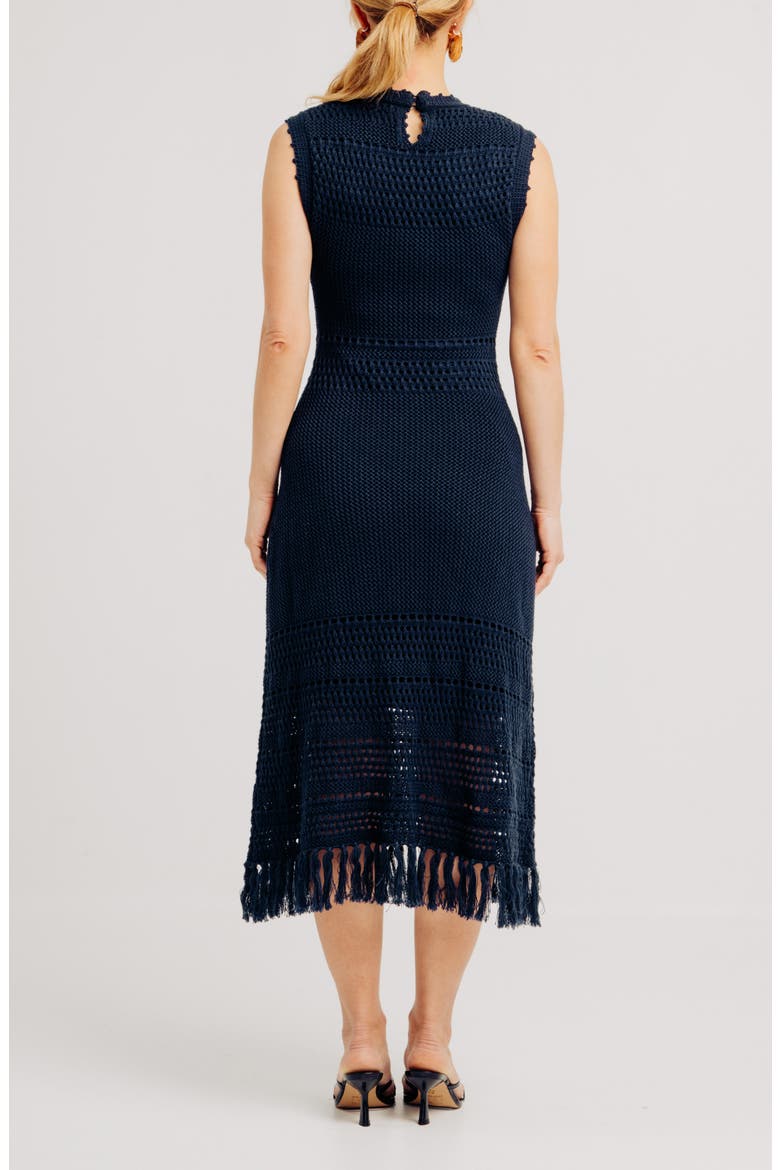 Colette Open Stitch Cotton & Cashmere Sweater Dress, Alternate, color, NAVY
