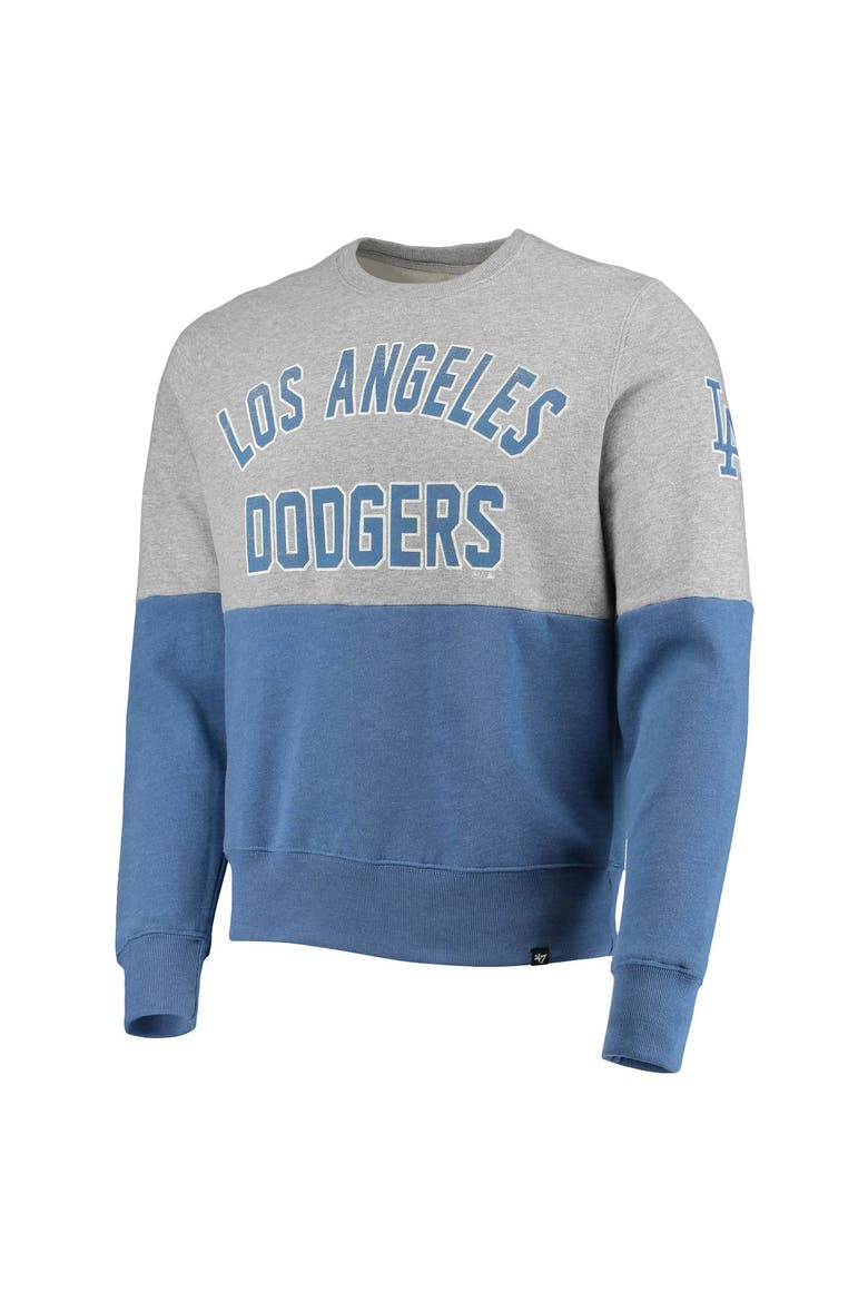 Men's '47 Heathered Gray/Heathered Royal Los Angeles Dodgers Two-Toned Team Pullover Sweatshirt, Alternate, color, Heather Gray