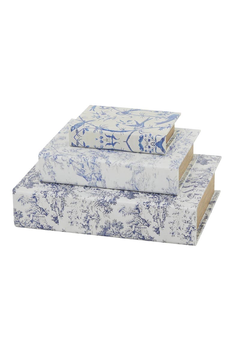 Set of 3 Faux Book Boxes, Alternate, color, WHITE