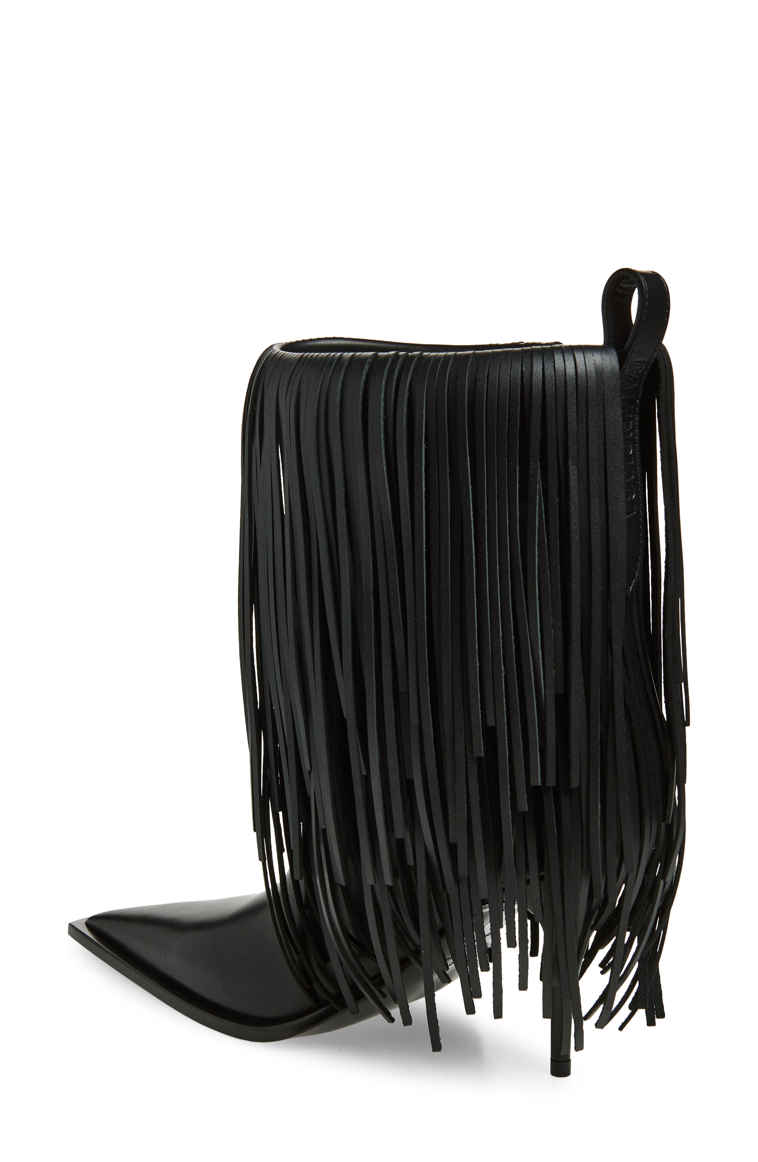Balenciaga Avenue Fringe Pointed Toe Boot, Alternate, color, Black