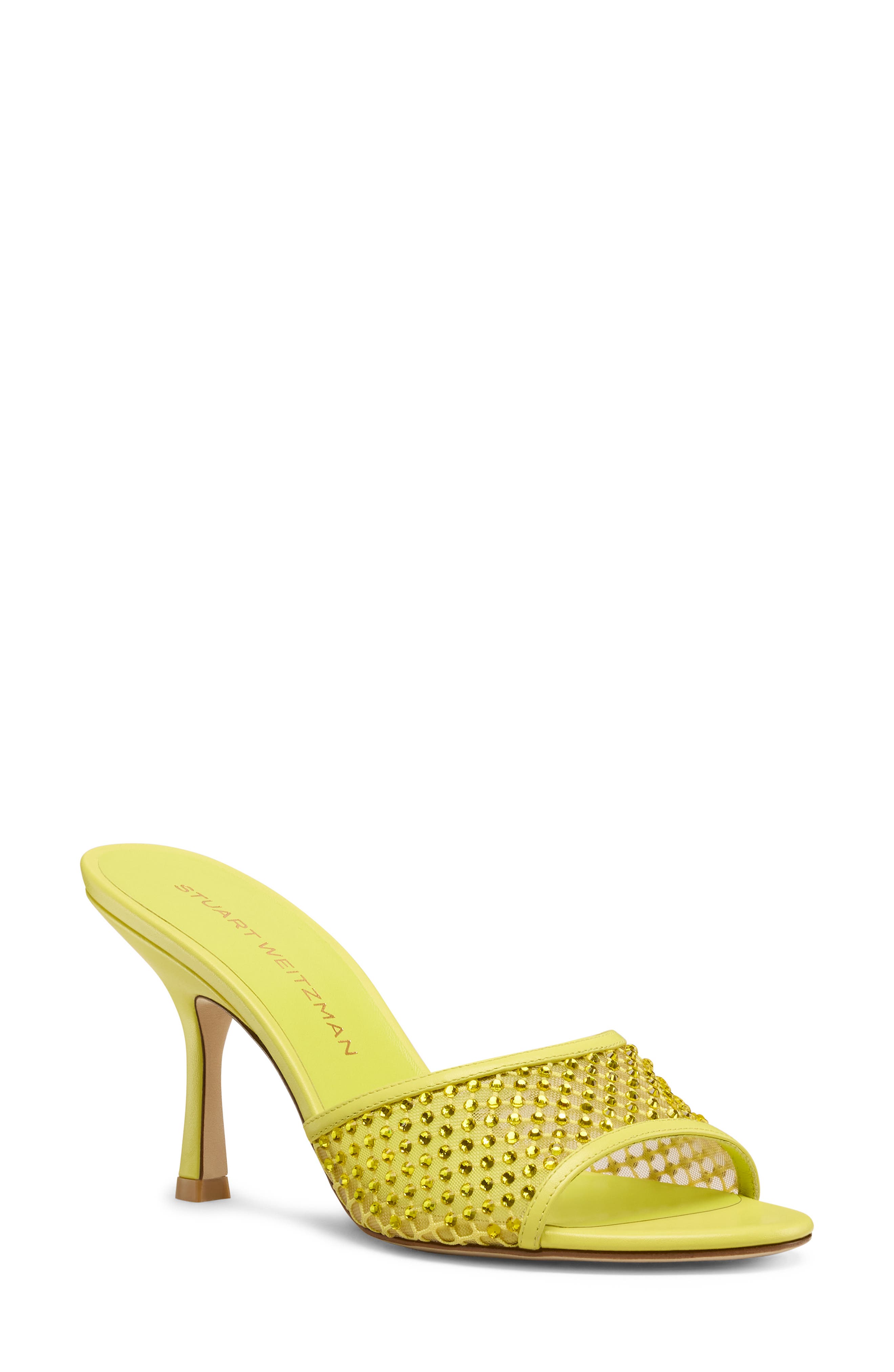 Stuart Weitzman Bareitall Shine Mesh Sandal, Main, color, Citrine