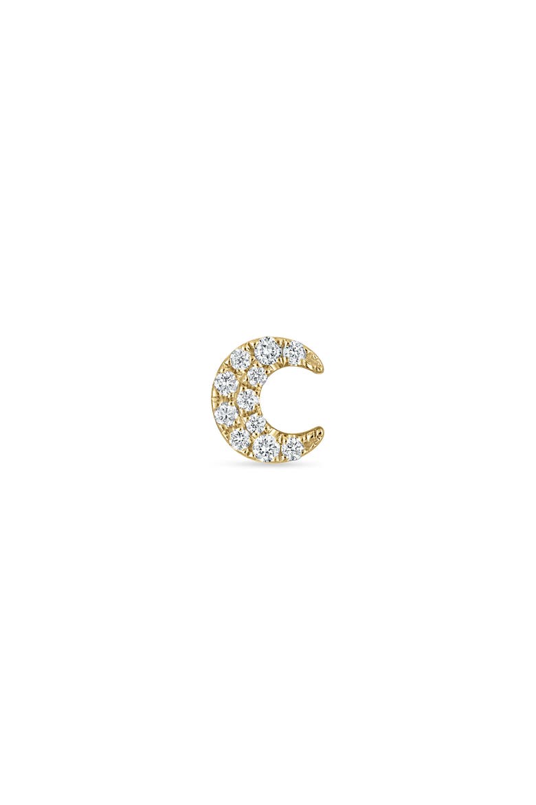 Diamond Moon Threaded Stud Earring, Alternate, color, YELLOW GOLD