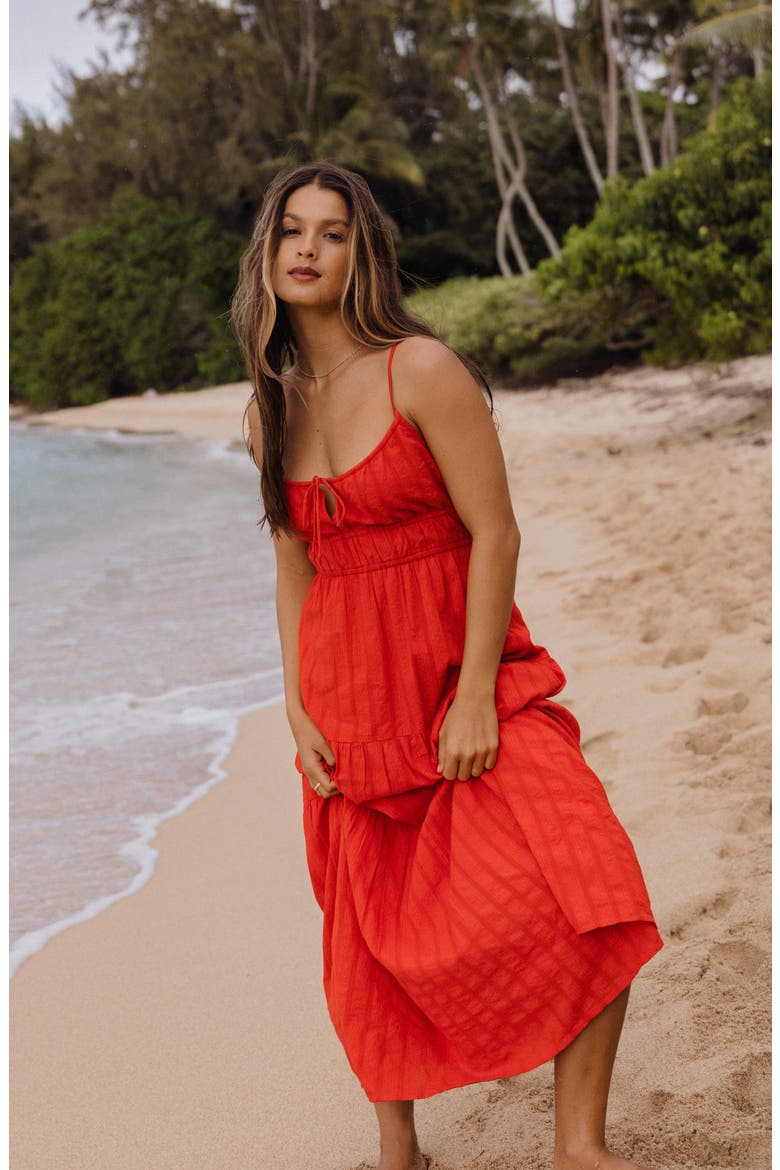 billabong red maxi dress Red Aloha Tiered Cotton Maxi Sundress (Women)