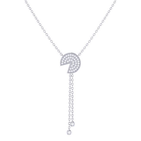 Pac Man Candy Sterling SIlver Diamond Lariat Necklace