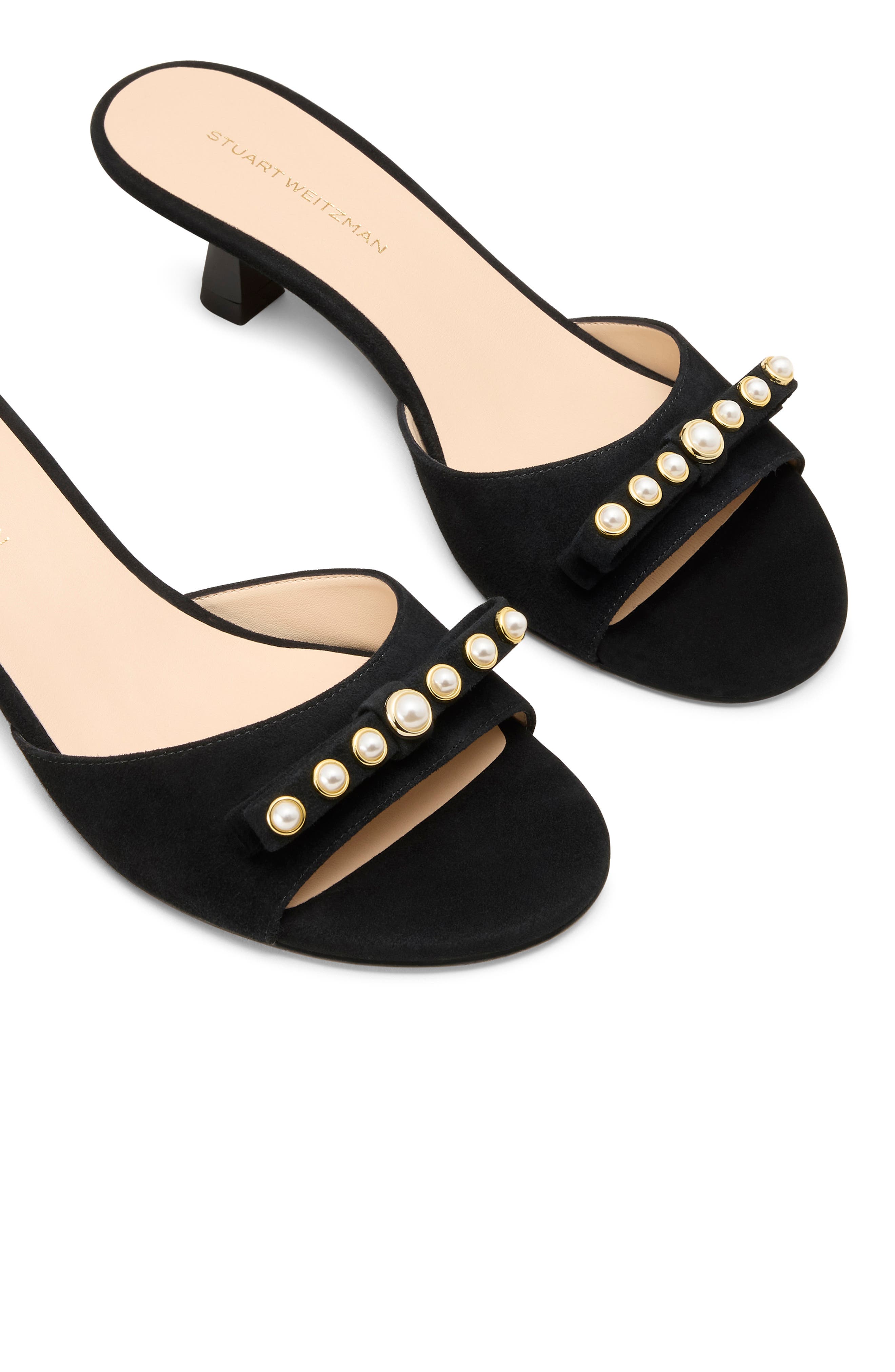 Stuart Weitzman Luella 50 Slide Sandal, Alternate, color, Black