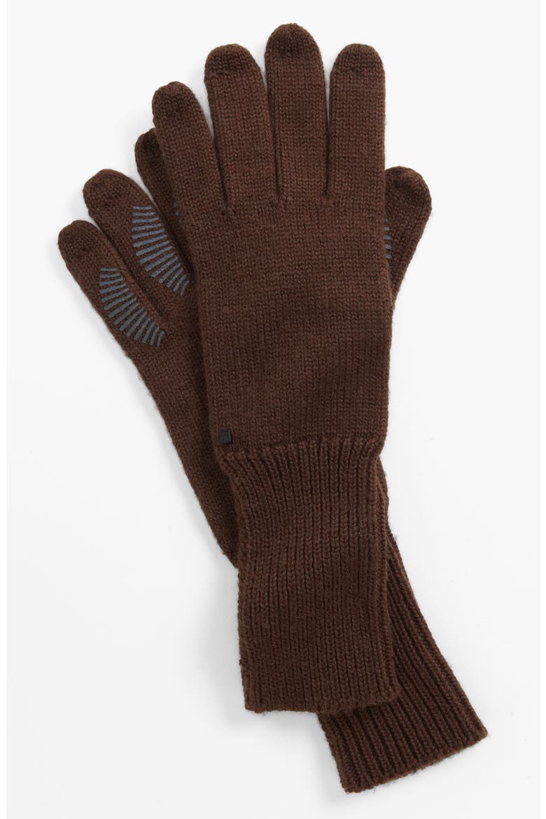 Long Knit Tech Gloves, Main, color, EXPRESSO HEATHER