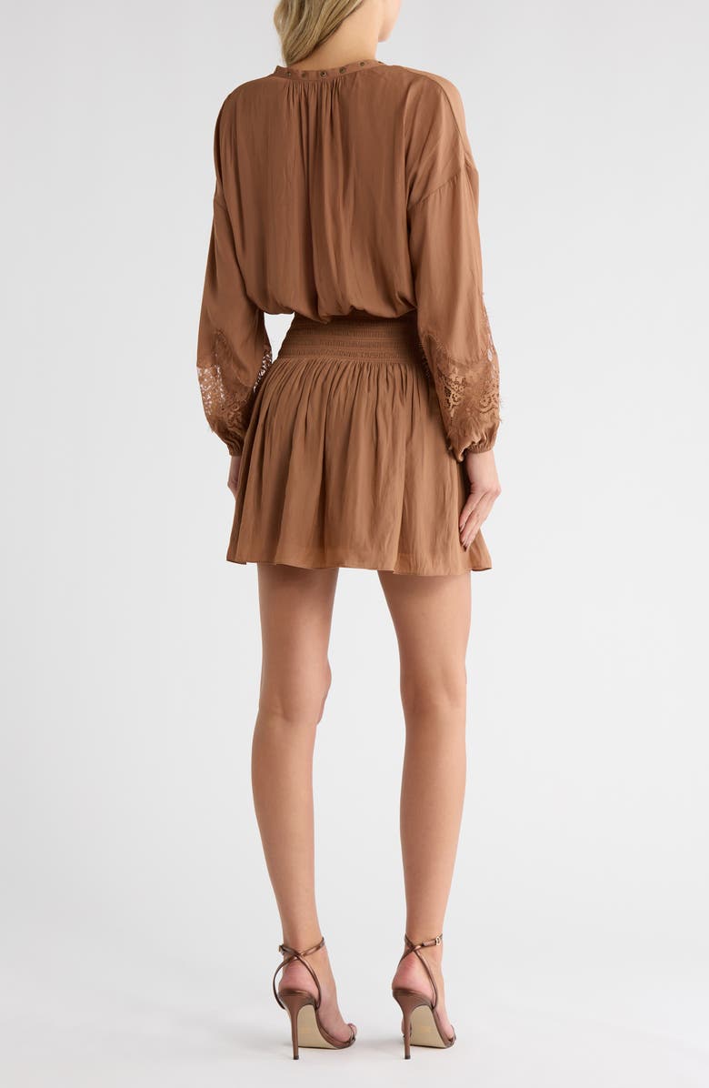 Ramy Brook Vaira Studded Long Sleeve Minidress, Alternate, color, Caramel