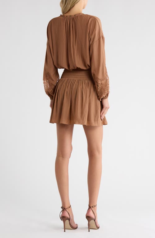 Ramy Brook Vaira Studded Long Sleeve Minidress In Brown