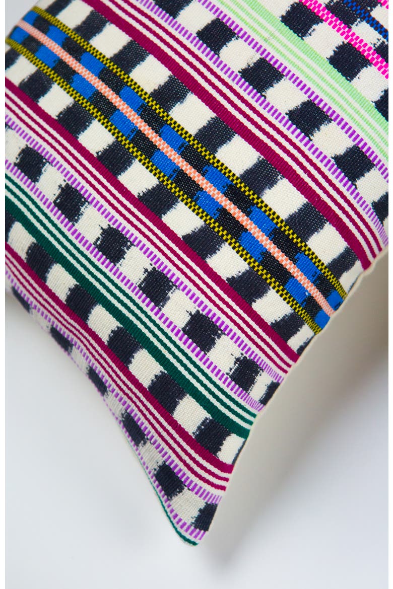 Santiago Lime and Pink Handwoven Cotton Ikat Rectangle Throw Pillow, Alternate, color, Multicolored
