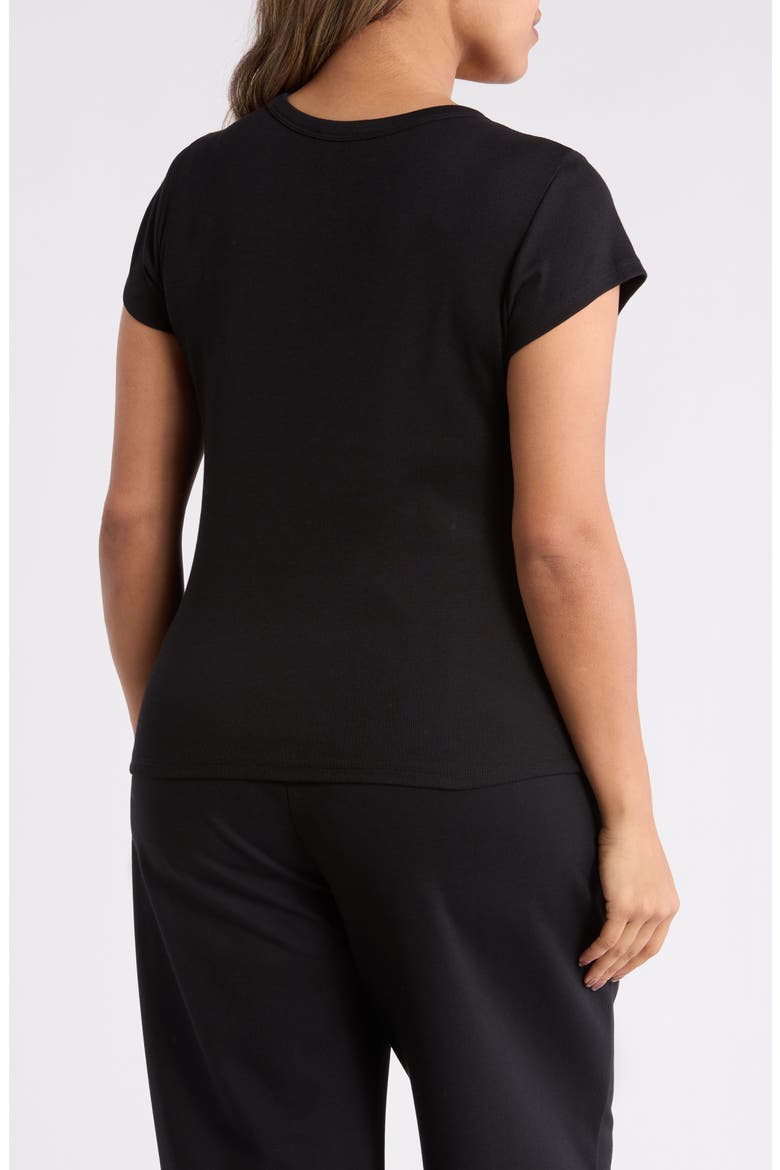 Rib Crewneck Organic Cotton T-Shirt, Alternate, color, BLACK