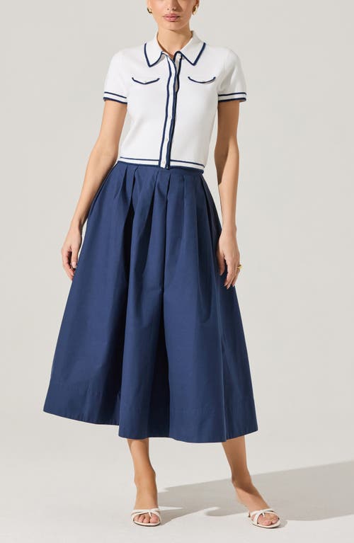 Astr The Label Cotton Midi Skirt In Navy