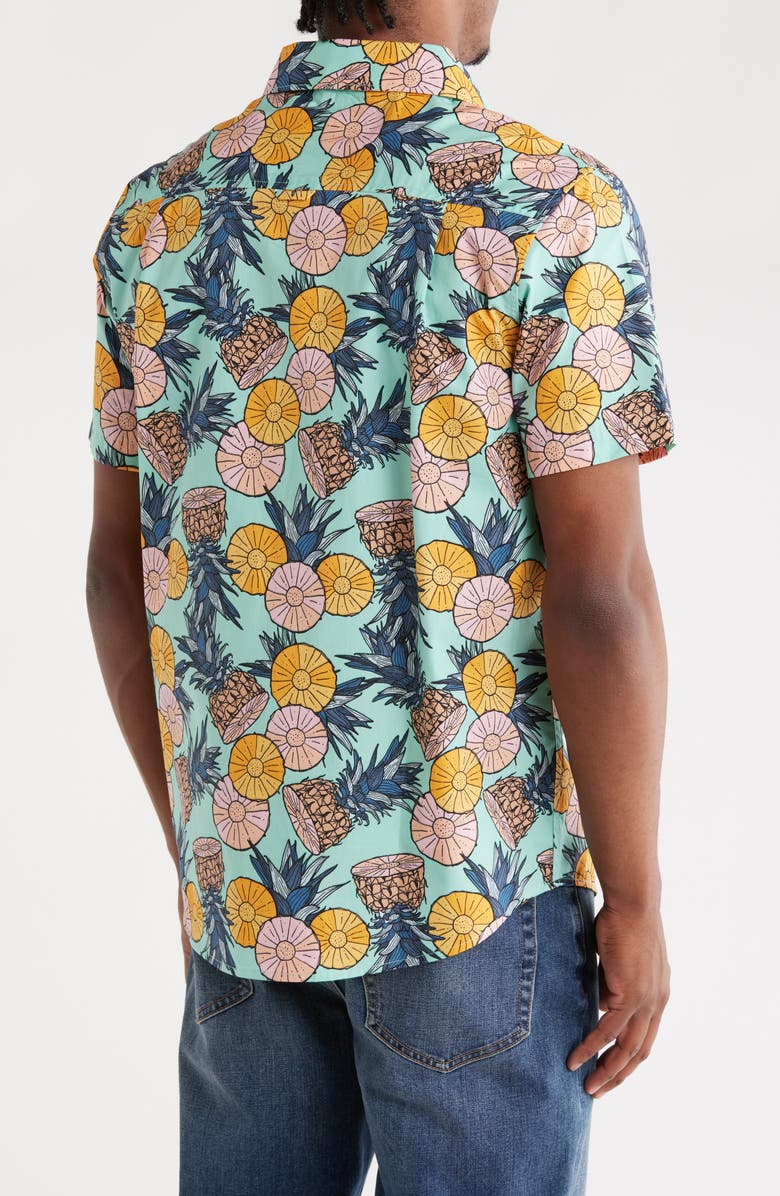 Hurley Bahia Short Sleeve Cotton Button-Up Shirt, Alternate, color, Tropical Mist