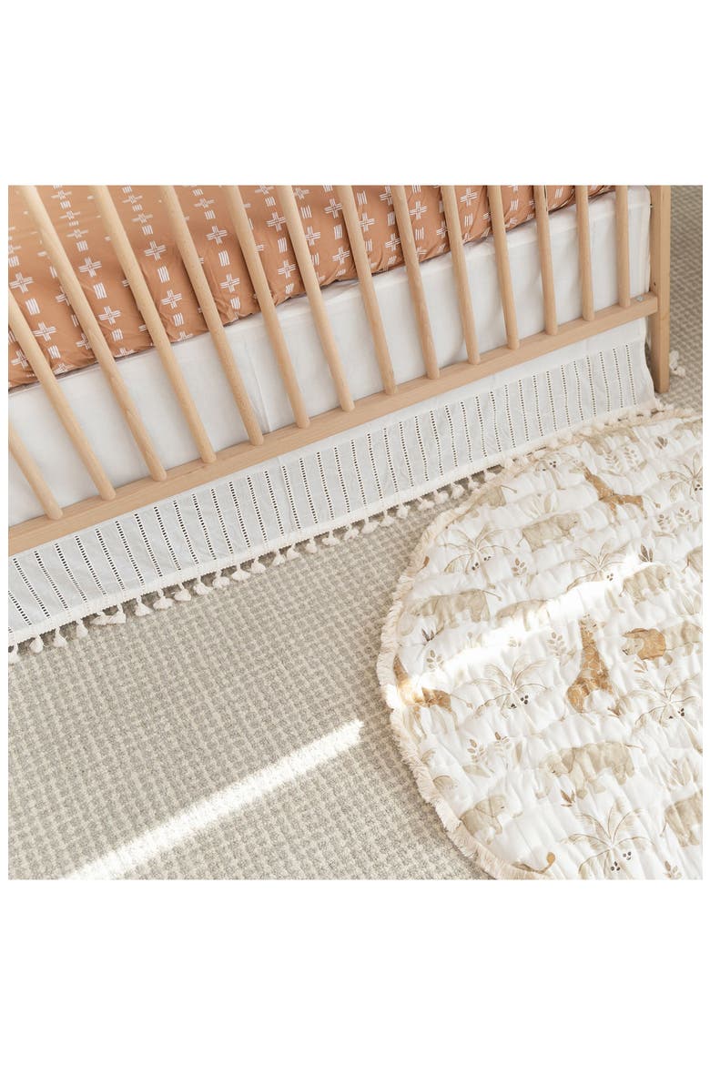 Tassel Trim Crib Skirt, Alternate, color, WHITE