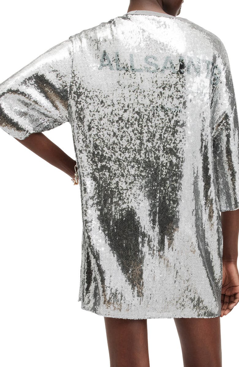 AllSaints Opal Sequin T-Shirt Minidress, Alternate, color, 