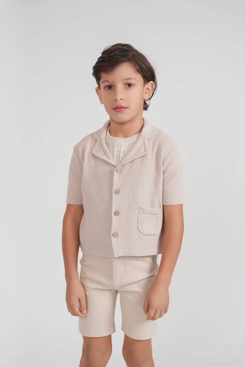 Short Sleeve Knit Shirt Jacket, Alternate, color, Sand