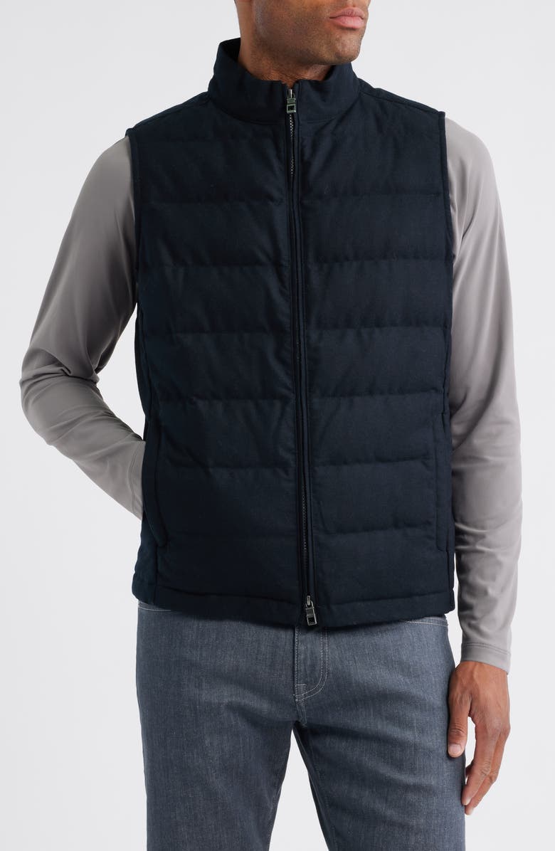 Peter Millar Davos Quilted Wool Flannel Vest, Alternate, color, Black