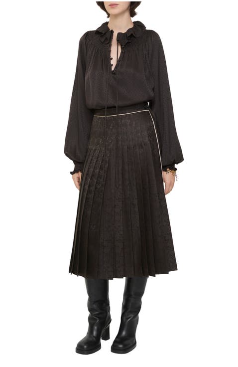 Sunflower Pleated Silk Skirt