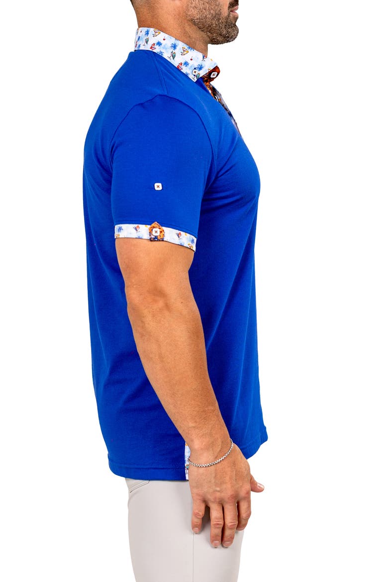 Newton Marthyr0022 Blue Button-Down Piqué Polo, Alternate, color, BLUE