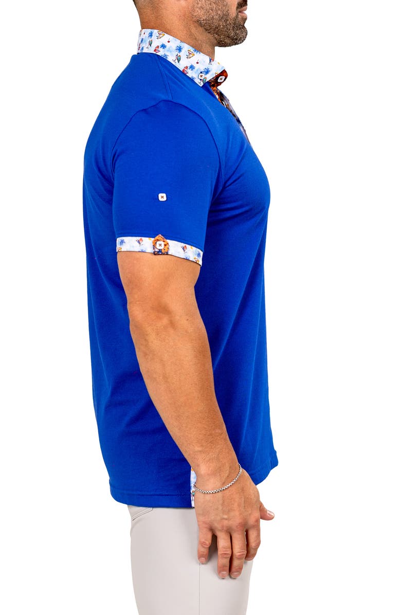 Maceoo Newton Marthyr0022 Blue Button-Down Piqué Polo, Alternate, color, Blue