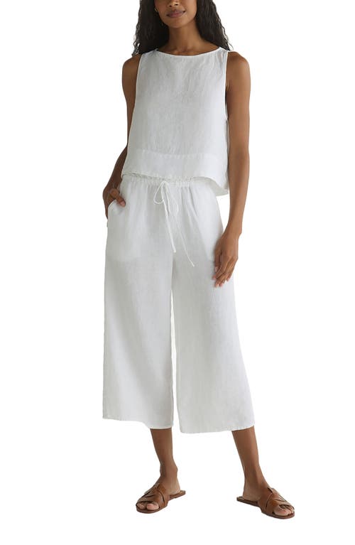 Bella Dahl Ruffle Waist Wide Leg Cropped Linen Pants In Red