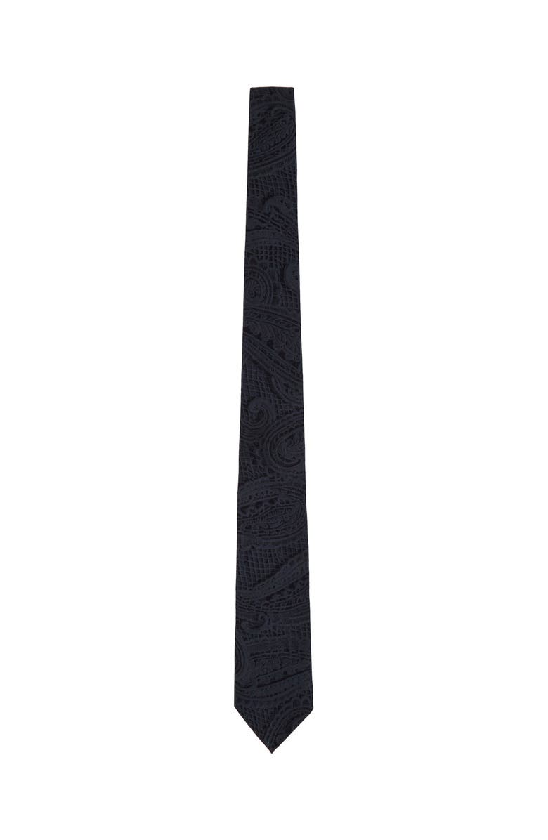 Lords of Harlech Crochet Paisley Womens Printed Tie, Main, color, Crochet Paisley Caviar