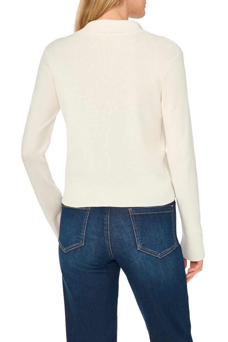 Collared Rib Cardigan, Alternate, color, IVORY CRME