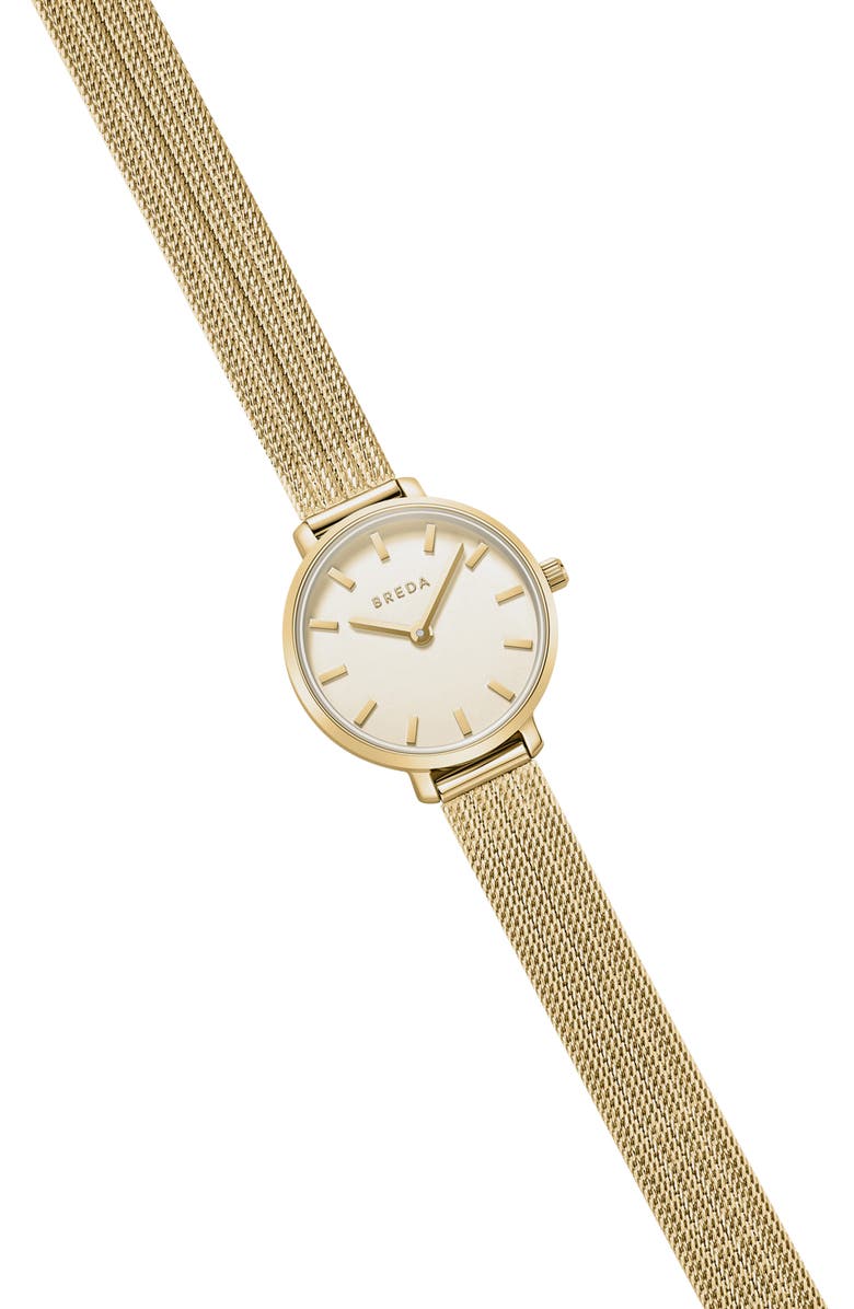 BREDA Beverly Mesh Strap Watch, 25mm, Alternate, color, Gold
