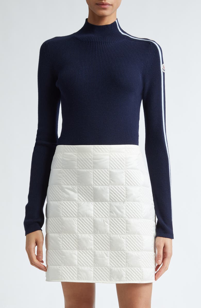 Moncler Stripe Sleeve Merino Wool Turtleneck Sweater, Main, color,