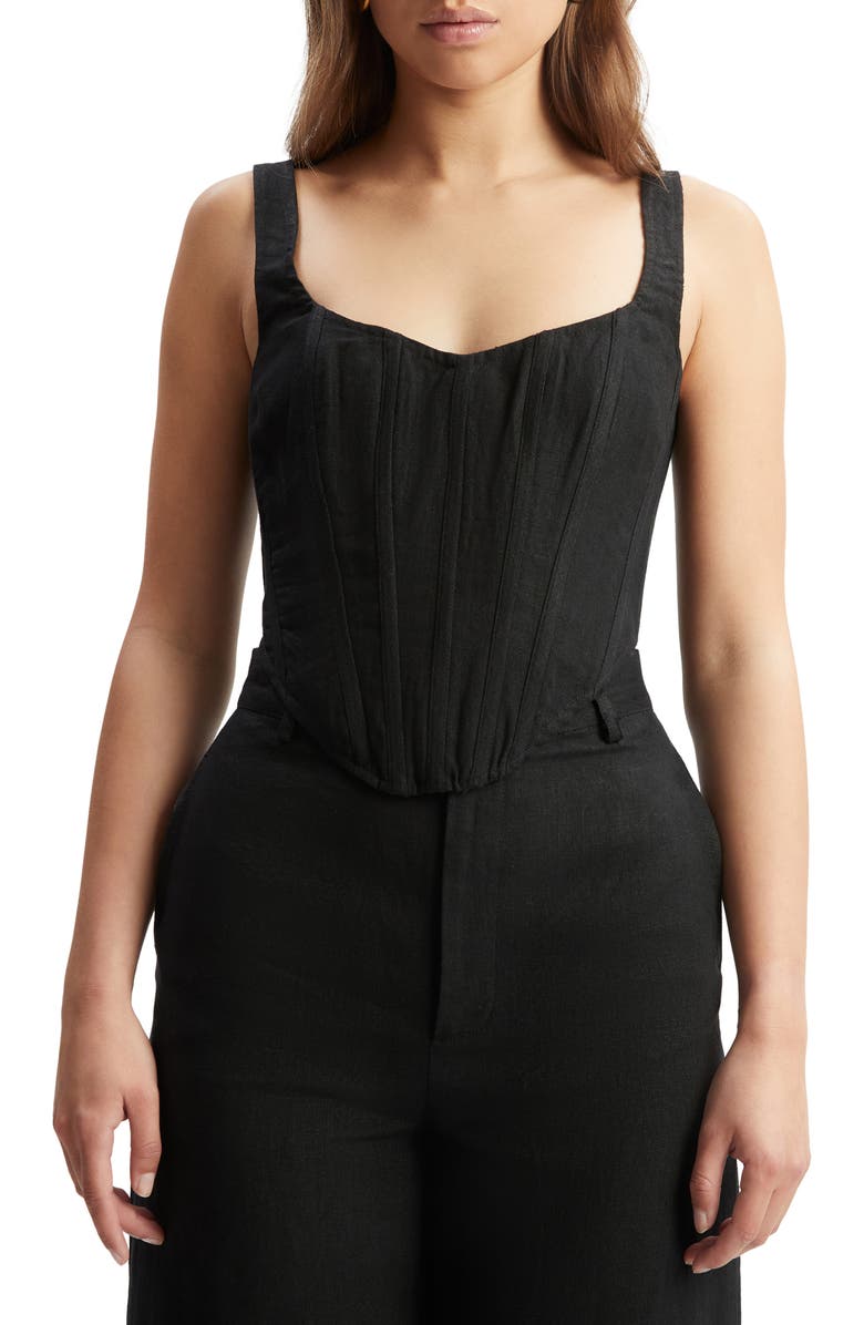 Bardot Linen Corset Top, Main, color,