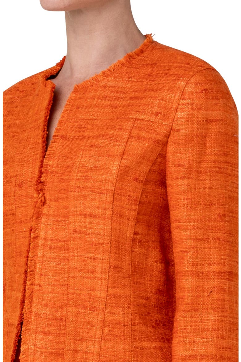 Boxy Silk Tweed Crop Jacket, Alternate, color, ORANGE