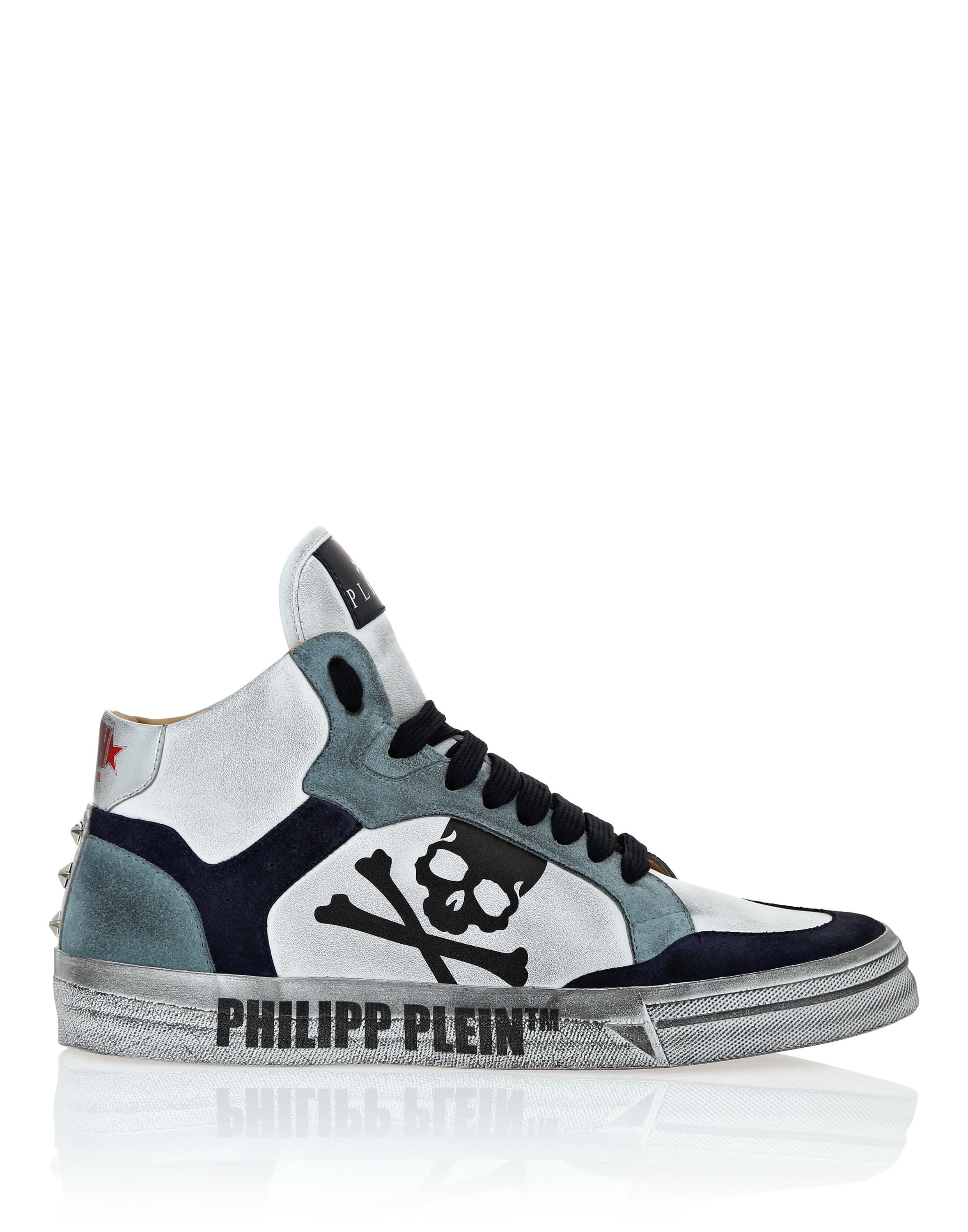 High Top Sneakers Retrokickz Leather Unisex, Alternate, color, white/middleblue