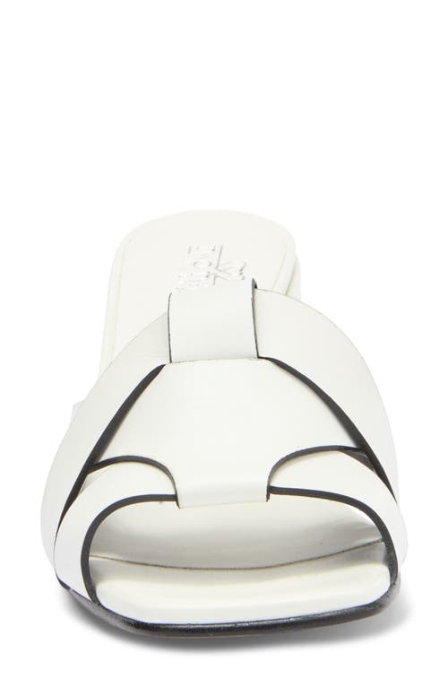 2 Twin Hearts Cross Band Block Heel Sandal In White