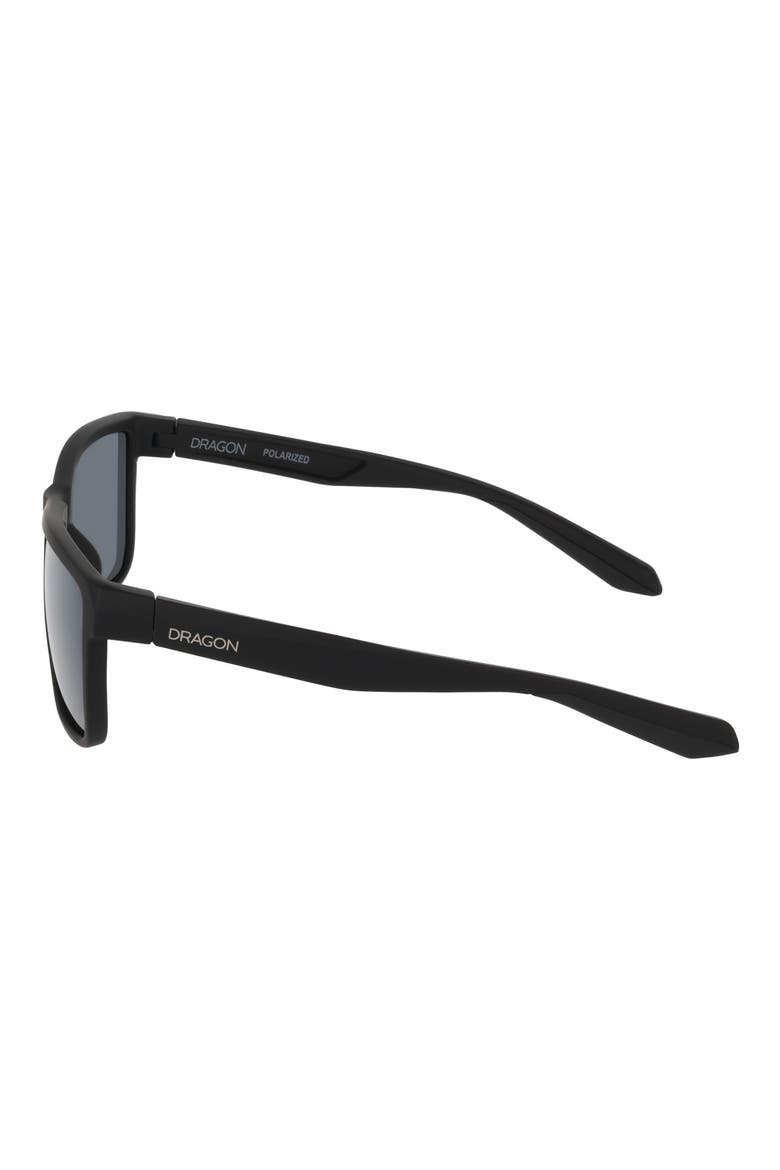 58mm Rectangular Sunglasses, Alternate, color, MATTE BLACK/ SILVER FLASH