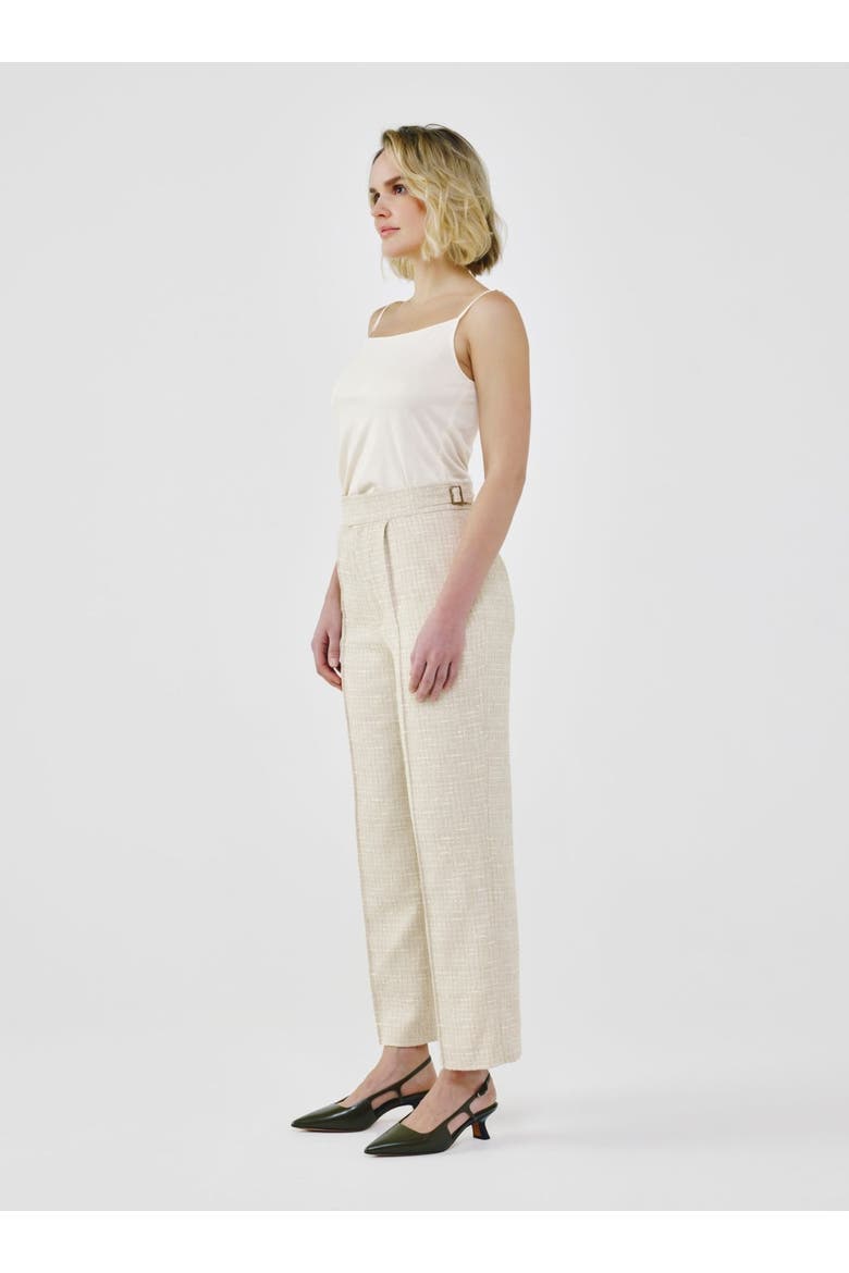 Fancy Tweed High-Waist Tailored Pants, Alternate, color, Cream