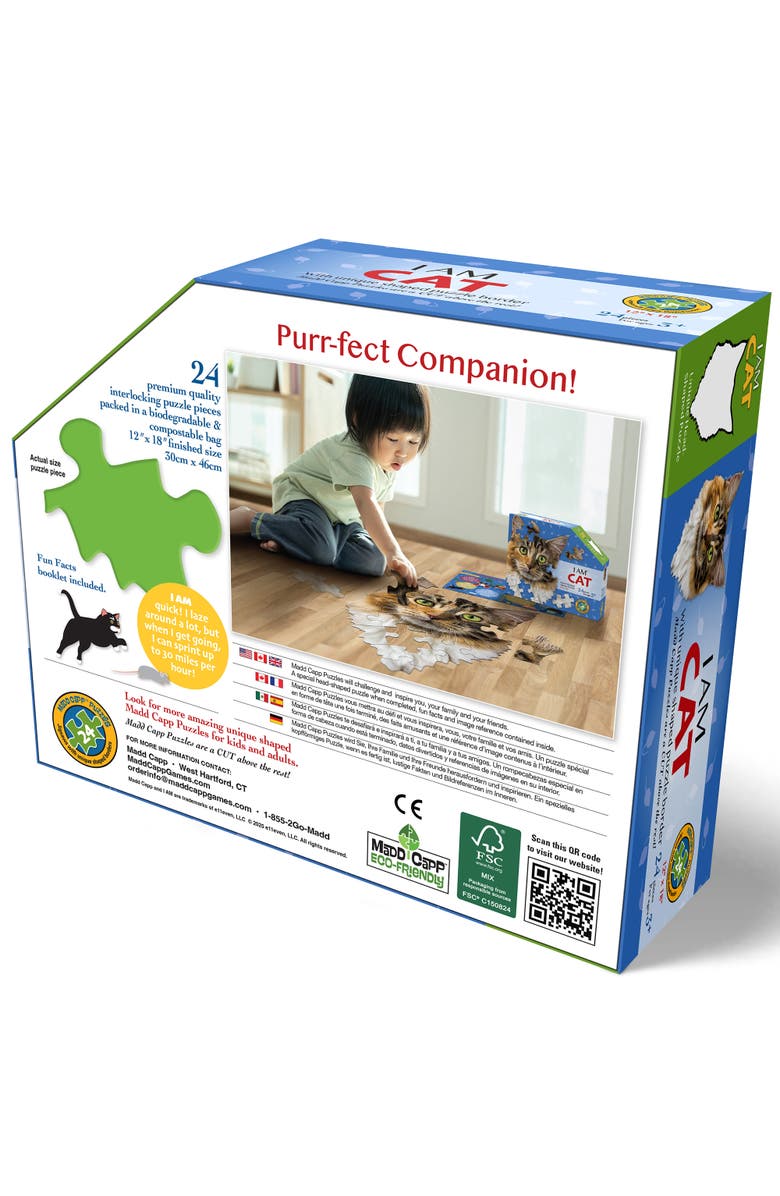 Madd Capp I Am Cat 24 Piece Animal Head Shaped Puzzle, Alternate, color, Multicolored