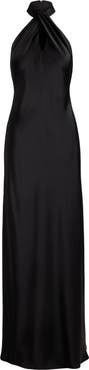 Lauren Ralph Lauren Satin Keyhole Halter Neck Gown